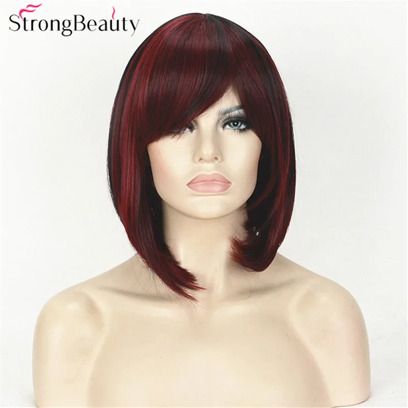 TY 1787 1B-130M Short bob style women's red and black wig (3)