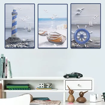 

Diamond Painting By Number Diamond Embroidery Boats Sea Seagull Oil Painting 5D DIY Rhinestone Cross Stitch Kit Home Decor Craft