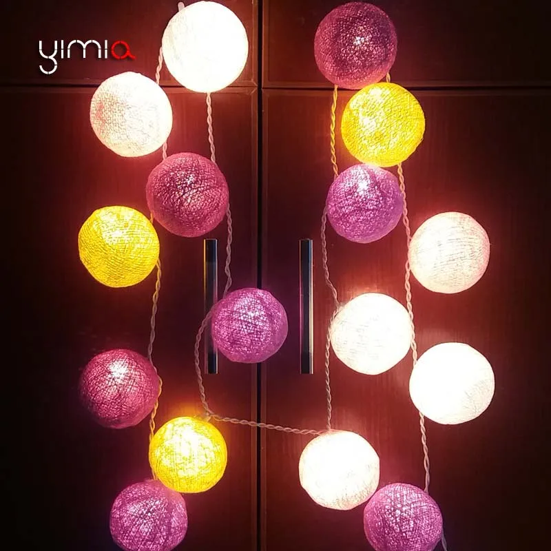 YIMIA Cotton Balls Lights LED Christmas Outdoor Lighting Strings