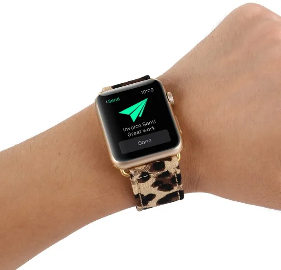 Роскошный брендовый ремешок из натуральной леопардовой кожи для Apple watch band iwatch