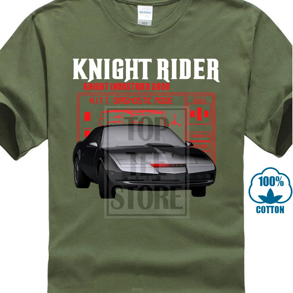 Армейский зеленый Knight Rider Kitt Ретро ТВ Hasselhoff восьмидесятые 80 S Мужская футболка Размеры S до 4Xl - Цвет: Армейский зеленый