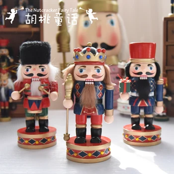 

New 18Cm Tall Christmas Holiday Nutcracker King Waiter Drummer Vintage German Wooden Table Walnut Toy Zakka Dolls