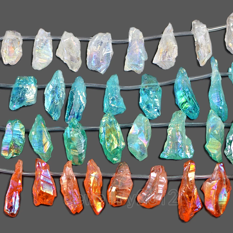 3 Strands/Lot Fashaion Randomly mixed Metallic Titanium Coated Natural Crystal Rock Druzy Quartz Stick Beads 15.5" Wholesale | Украшения