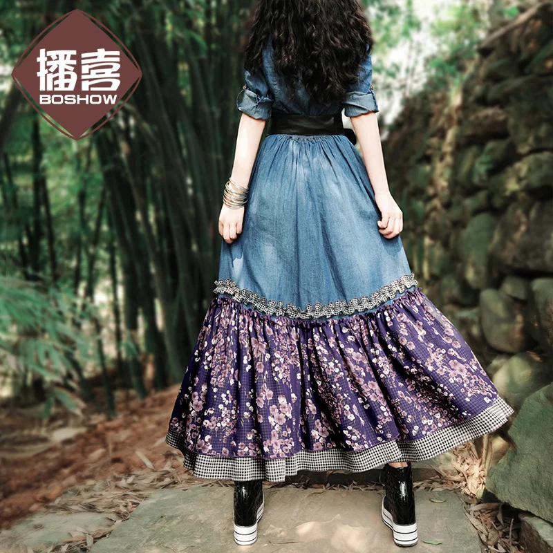 Free Shipping 2020 Bohemian Long Maxi Denim