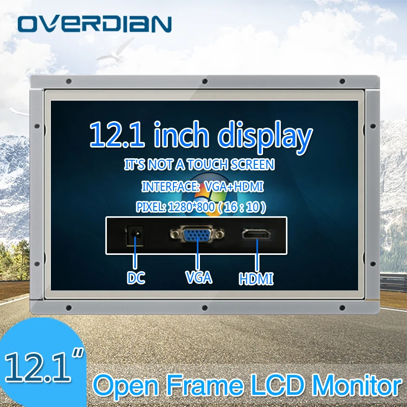 

12"VGA/HDMI Interface White Open Frame Metal Shell All Angle of View Non-Touch IPS Screen Industrial Lcd Monitor TFT Type