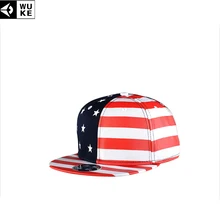 WUKE флаг США с принтом в стиле хип-хоп Кепки s плоские края осенние уличные Шапки для Для мужчин хлопок Фабри спортивные Кепки регулируемый Для женщин Бейсбол Кепки
