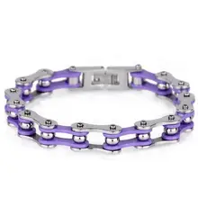 Панк мужской женский серебряный фиолетовый браслет мотоцикл из нержавеющей стали ювелирные изделия велосипед для велосипедистов, в виде велосипедной цепи браслет с изображением мотоцикла браслет