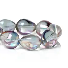 Стеклянные бусины каплевидные Фиолетовые AB цвет граненый около 17 мм(5/") x 14 мм(4/8"), отверстие: около 1,3 мм, 3 шт