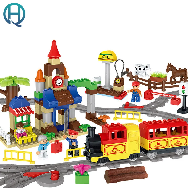 HuiMei Classical Train Terminal Big DIY Building Blocks Bricks Baby Early Educational Learning train Birthday Gift Toys for Kids baby-brick : image HuiMei Classical Train Terminal Big DIY Building Blocks Bricks Baby Early Educational Learning train Birthday Gift Toys for Kids baby-brick