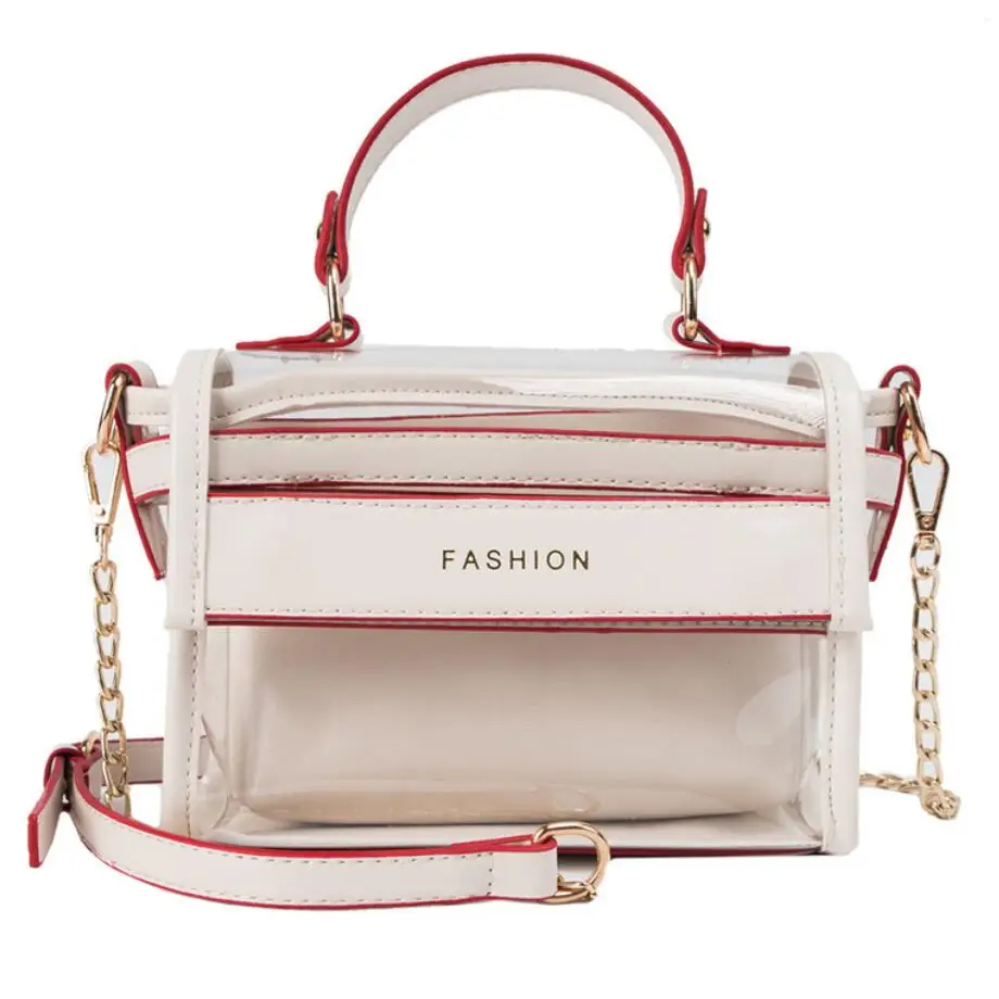 

2019 Summer Fashion New Female Tote bag Transparent jelly bag quality PVC Women's Designer Handbag Chain shoulder messenger bags