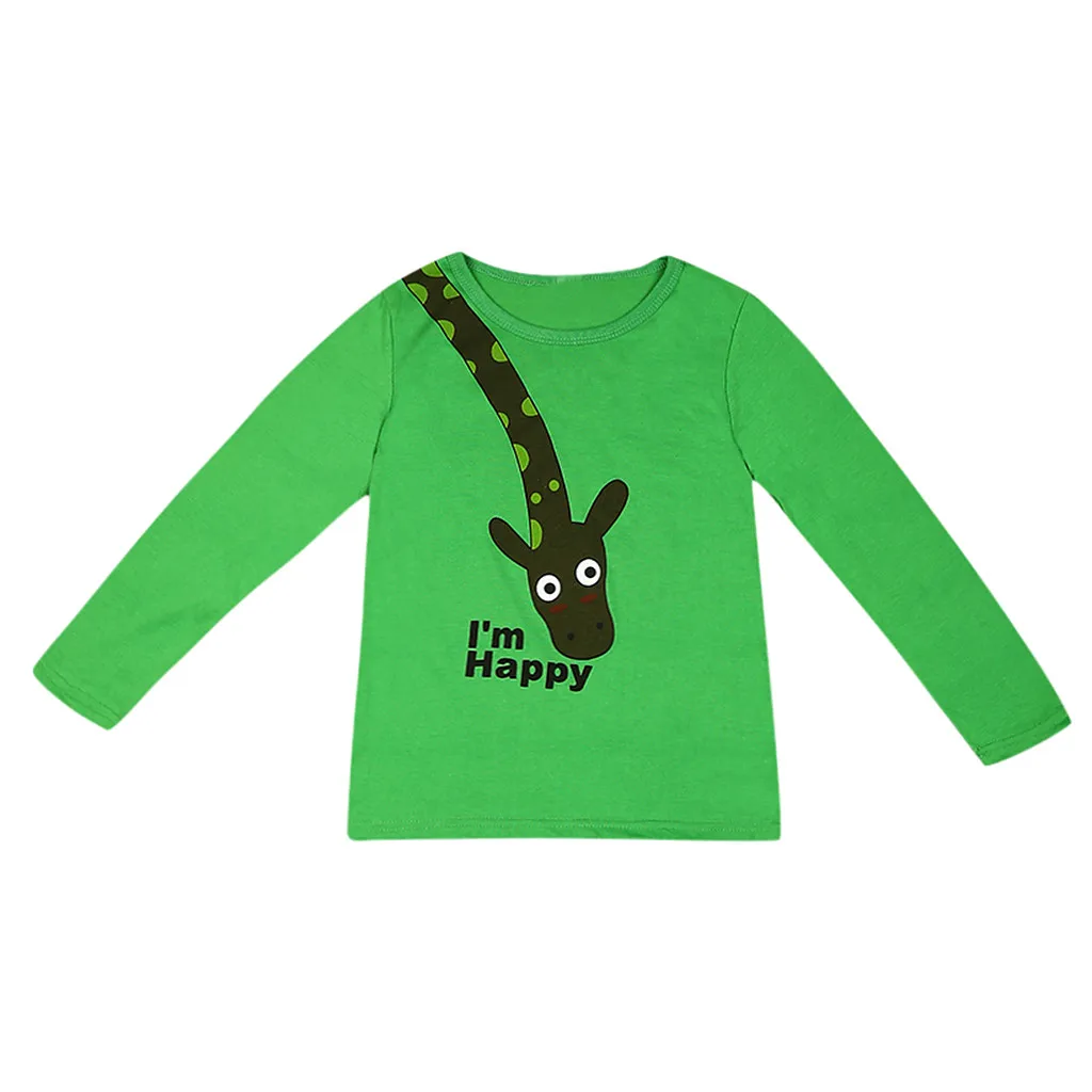 Осенне-весенняя детская одежда детские топы для мальчиков, топы с изображением жирафа, Детские рубашки для девочек, свитер с длинными рукавами, Топы modis Blusa - Цвет: Green