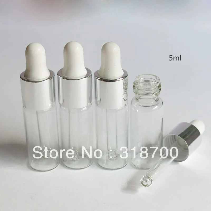 500 x 5ML Empty Refillable Transparent Clear Dropper Bottle 5cc Glass E-Liquid Eey Container | Красота и здоровье