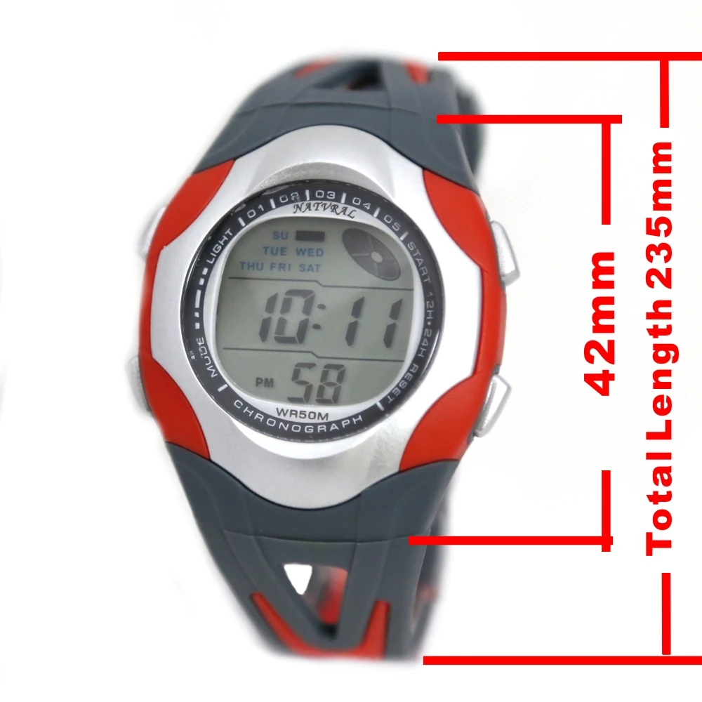 DW313M PNP Shiny Silver Watchcase BackLight Water Resist Men Women Digital Watch