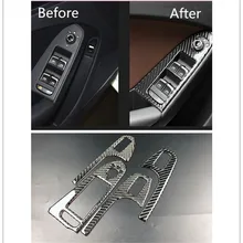 Двери автомобиля окно Лифт Стекло кнопки включения крышка подлокотника Панель Frame отделкой из углеродного волокна украшения для Audi A4 B8 2009