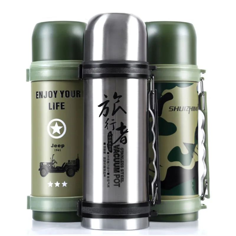 1200ml Outdoor Stainless Steel Water Thermos Bottle Insulation Tea Kettle For Mountaineering Sports Bicycle Travel Vacuum
