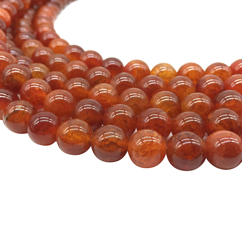 

Natural Stone Round Red Cracked Quartz Beads Loose Beads 8mm 10mm 12mm For DIY Bracelet Necklace Jewelry Making Findings