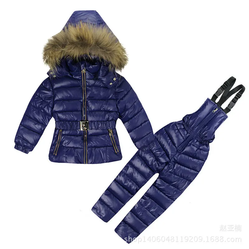 

2017 Children's Down Girls Thickening Long Ski Suit Clothing Sets for child cotton Spring and Winter newYD167