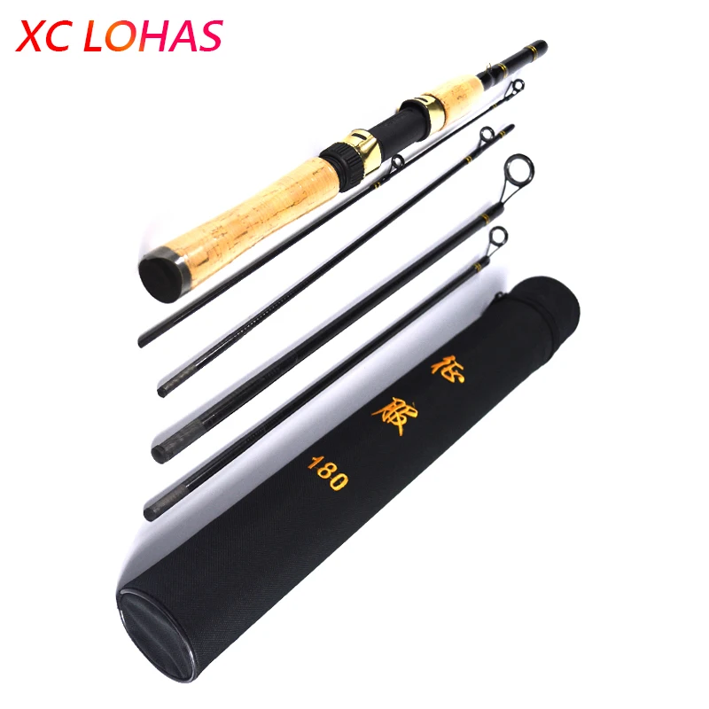 

Exclusive Quality 5 Section Carbon Fiber Fishing Rod 180cm Portable Sea Fishing Rod Pole with Container Bag Christmas Gift