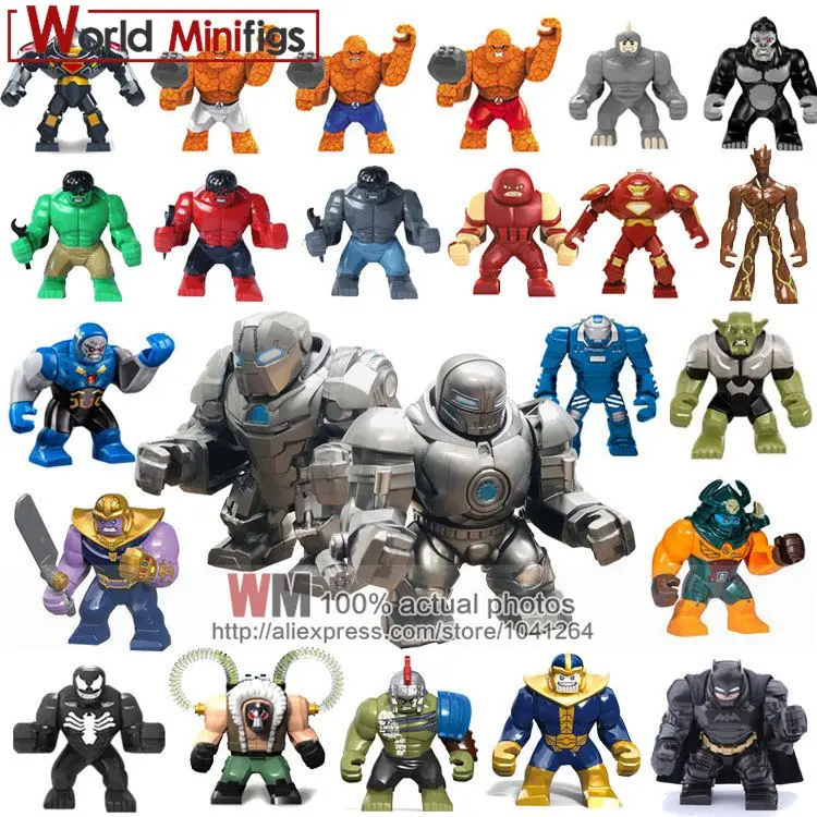 

Single Sale Super Heroes Iron Monger Whiplash s Thanos Iron Man Hulk Buster Action Bricks For Kids Gifts