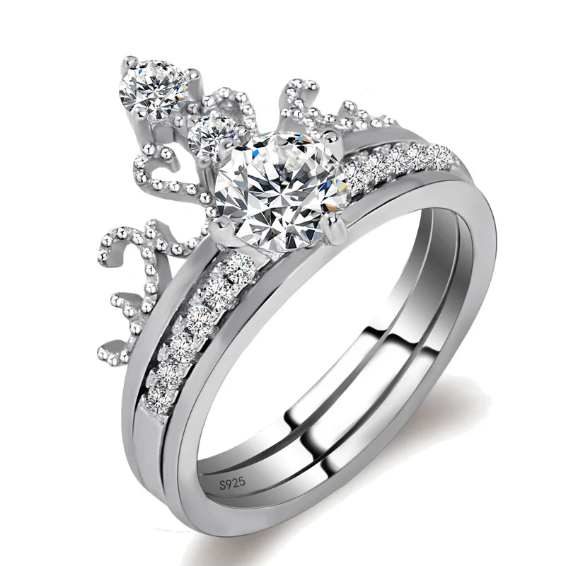 

Double Crown Wedding Ring for Women 2 pcs of Combination Ring Jewelry Gold Plating Birthday Engagement Love Championship Rings