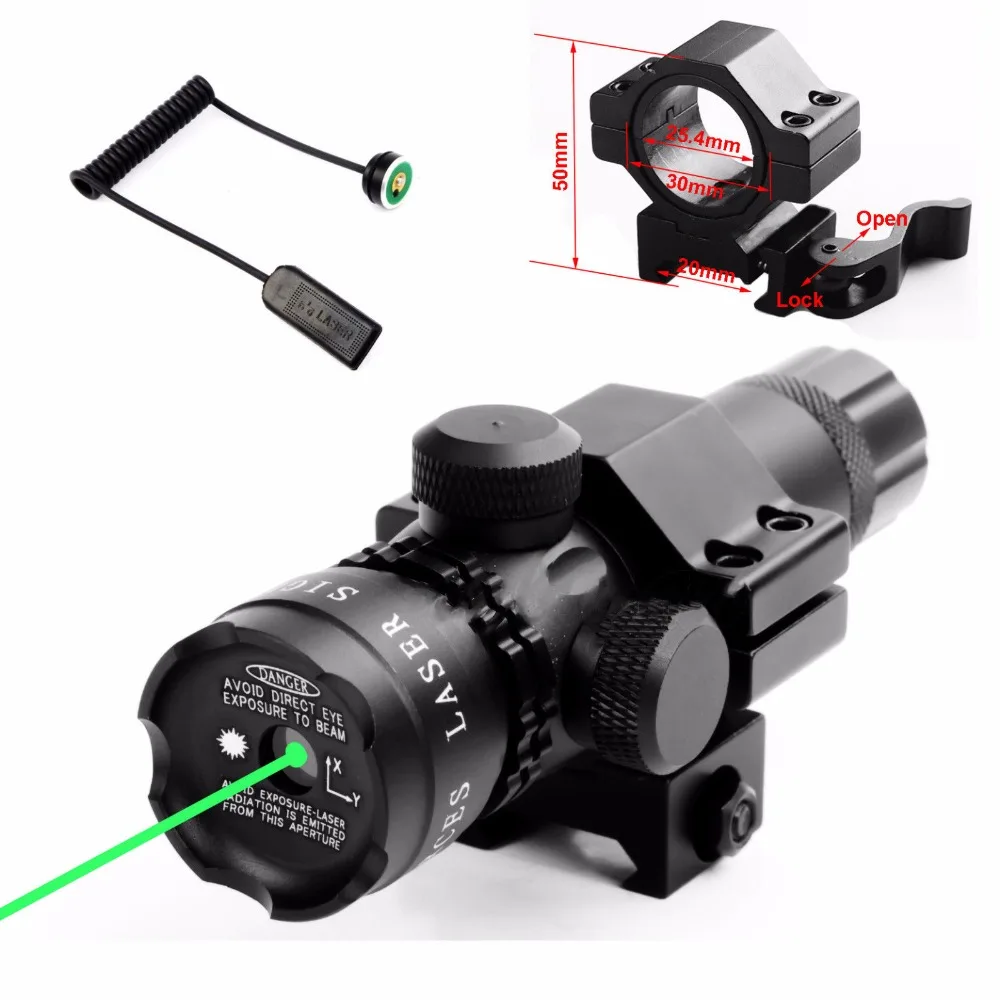 Прицел зеленый красный точечный лазерный прицел с QD 45 градусов Смещение 25,4 мм кольцо 20 мм Вивер Пикатинни Крепление дистанционного переключателя