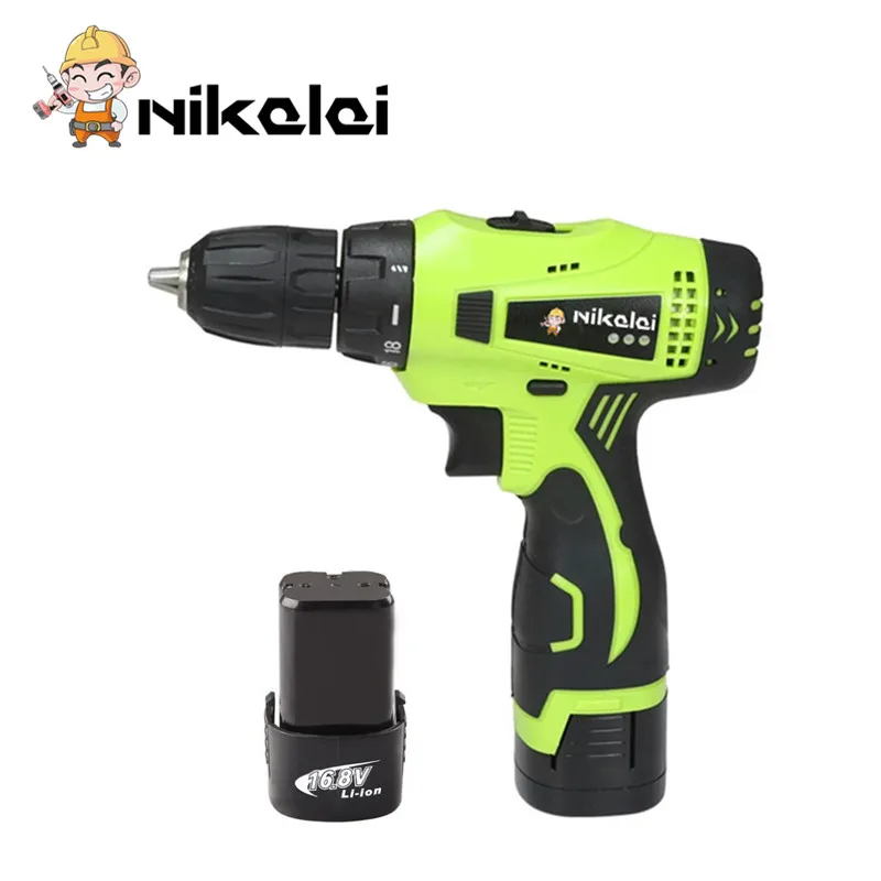 

16.8V Electric Screwdriver Double Speed Lithium Battery*2 Cordless Drill Household Multi-function Electric Dill Power Tools