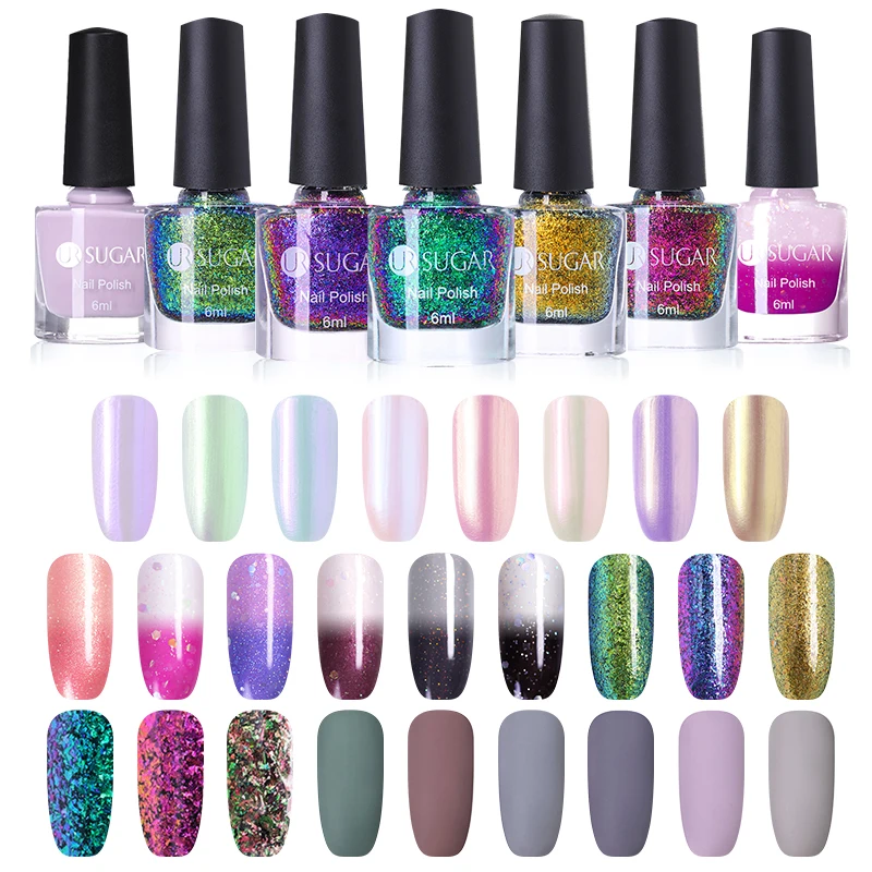 

UR SUGAR Matte Nail Polish Iridescent Flakies Sequins Glitter Nail Art Varnish Manicure Nutrition Oil Nail Art Treatment