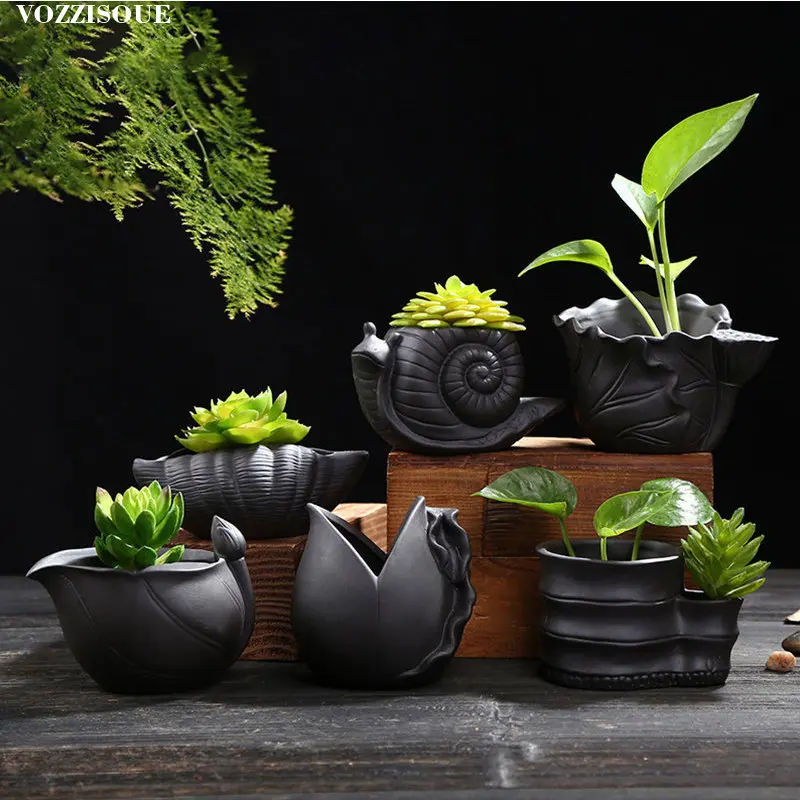 

Chinese Bonsai Maceta Succulent Pot Ceramic Flower Pots Planters Balcony Flower Pot for Succulents Office Vase Decoration Home