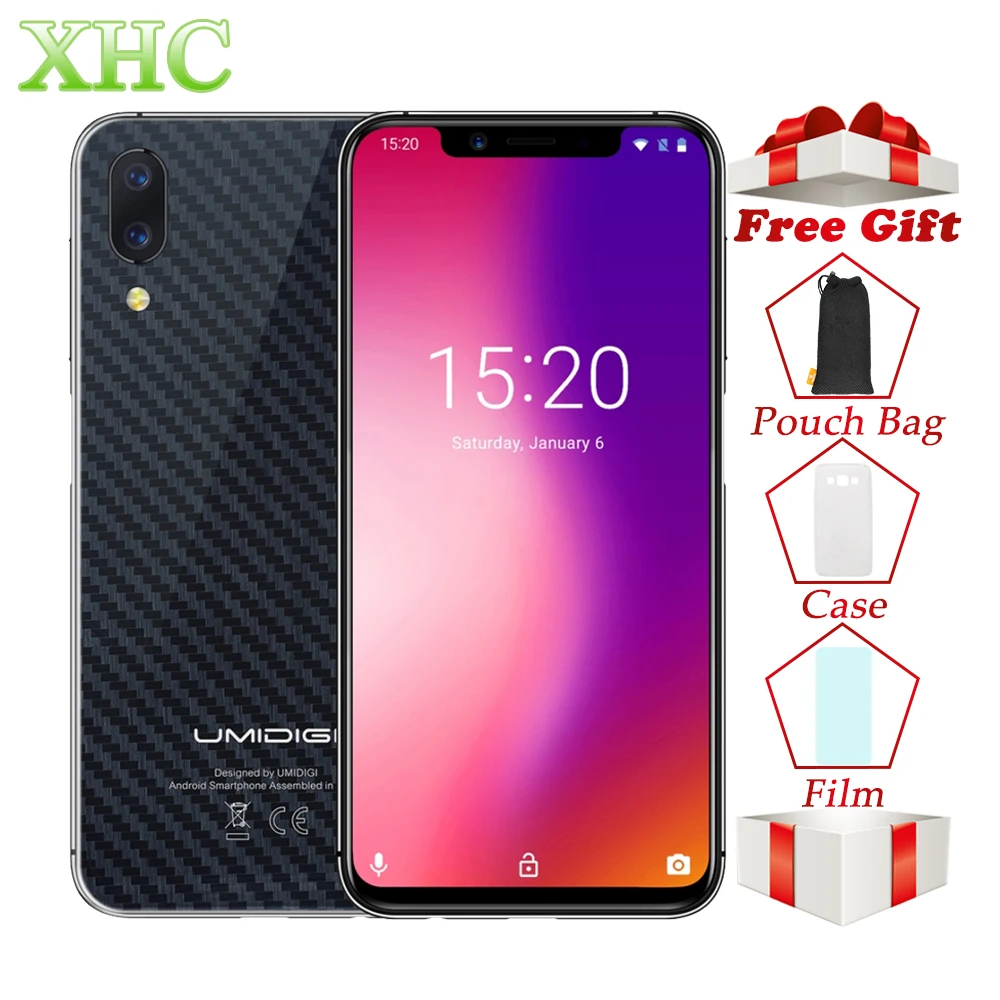 

UMIDIGI One Dual 4G VoLTE Mobile Phone 4GB+32GB Face ID 5.9'' Android 8.1 Dual SIM 16MP 12MP Helio P23 Octa Core Smartphones