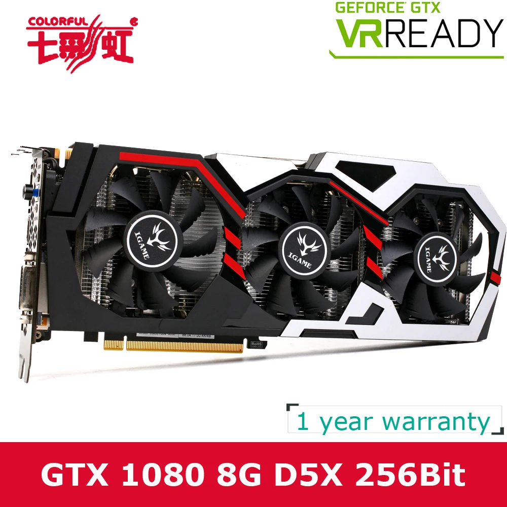 Colorful NVIDIA GeForce GTX iGame 1080 GPU 8GB 256bit Gaming GDDR5X PCI-E X16 3.0 Graphics Card DVI+HDMI+3*DP Port 3 Cooling Fan
