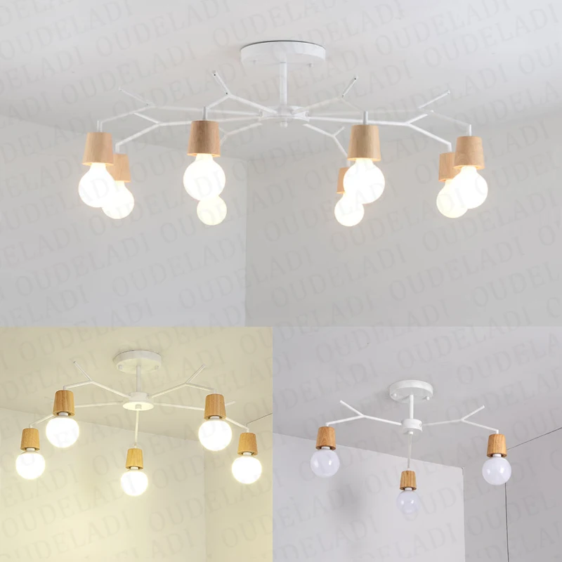 Kaufen Kunst Spinne Decke Lampe Retro Edison birne Vintage Loft holz decke lichter Moderne LED Hause Wohnzimmer Dekor Leuchten