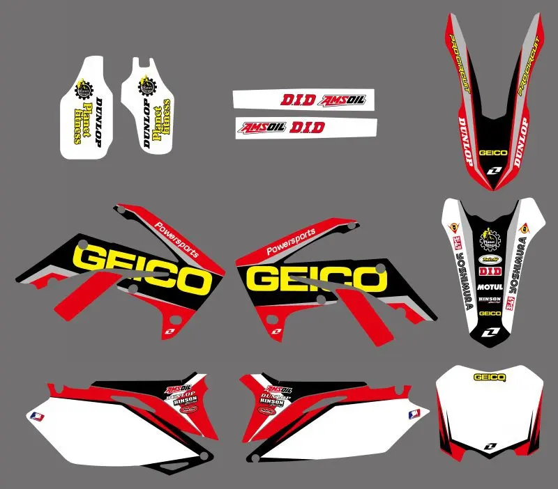 Новая команда мотоциклов графический фон наклейка и Набор стикеров для Honda CRF250