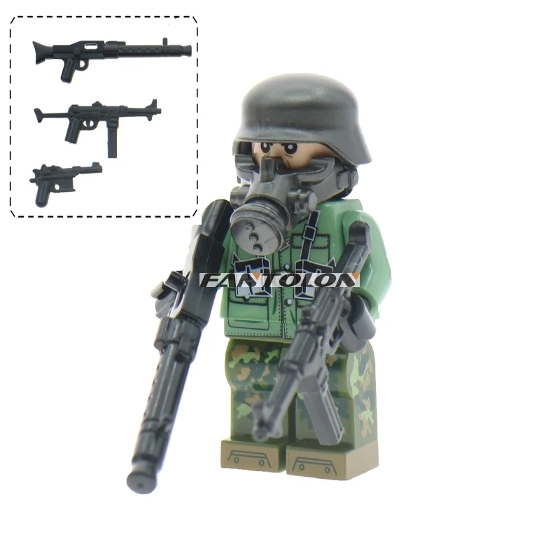 

With Weapons Guns Military Buliding Blocks WW2 Russian Italy British The American Army Soldiers Swat City Police Figures Toy