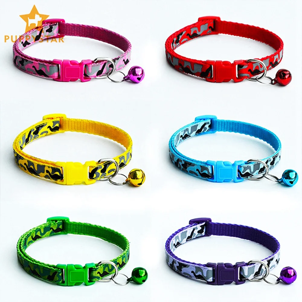 

Cat Collar With Bells Adjustable Pet Dog Collars For Dogs Cats Puppy Breakaway Kitten Cat Collar Dog-Collar Quick Release SR0005