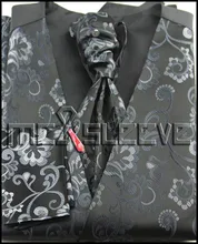New arrival polyester fashion floral waistcoat(vest+ascot tie+cufflinks+handkerchief)
