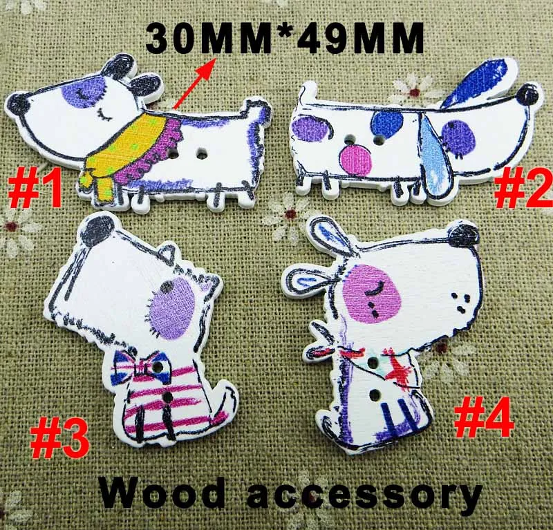 

20pcs hand drawing dog buttons pattern cartoons Wood Sewing decoration Button Scrapbook charms WCF-410H
