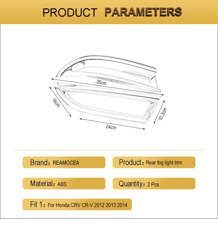 Reamocea 2Pcs Car ABS Chrome Rear Left Right Fog Light Cover Trim For Honda CRV CR-V 2012 2013 2014 Accessories (13)