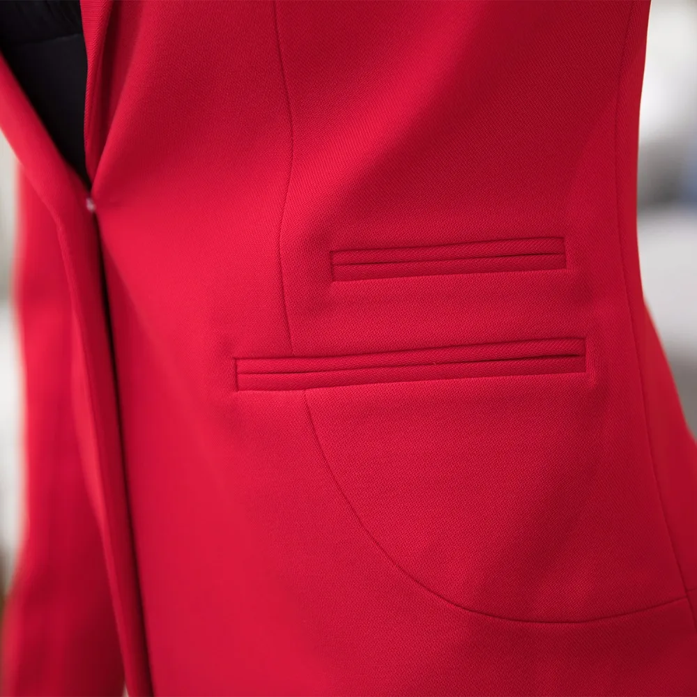 HOT factory Lapel neck Long sleeves Pocket Button Panelled Split red Jacket