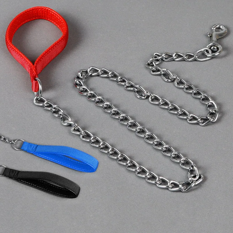 

Chain Leash Chew-proof Dog Leash with Soft Padded Handle Basic Leash Specifically Designed for Over 30KG Large Size Pets Walking