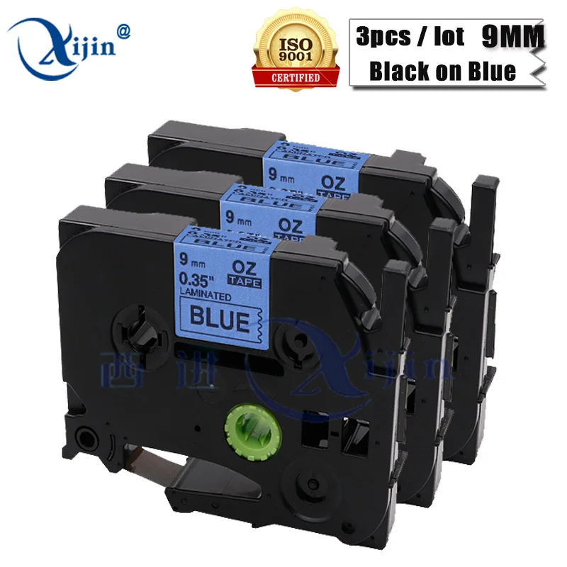Xijin 3 шт./лот совместимый для Brother TZ 521 tz-521 этикетка лента черного цвета на синий 9 мм