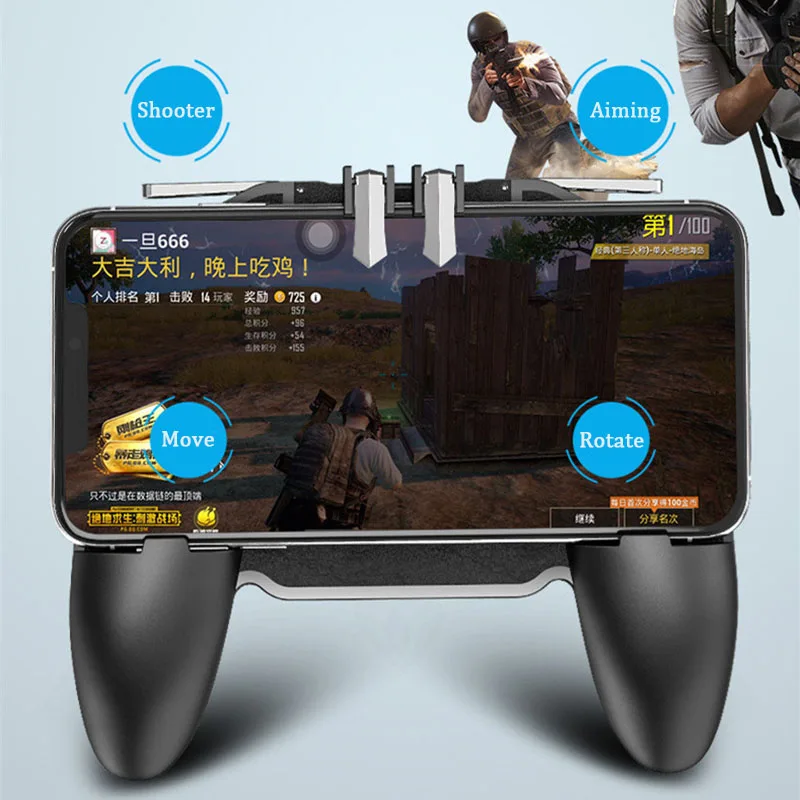 PBUG Mobile L1R1 shooter game controller with cooler fan pubg joystick for phone game holder pubg t