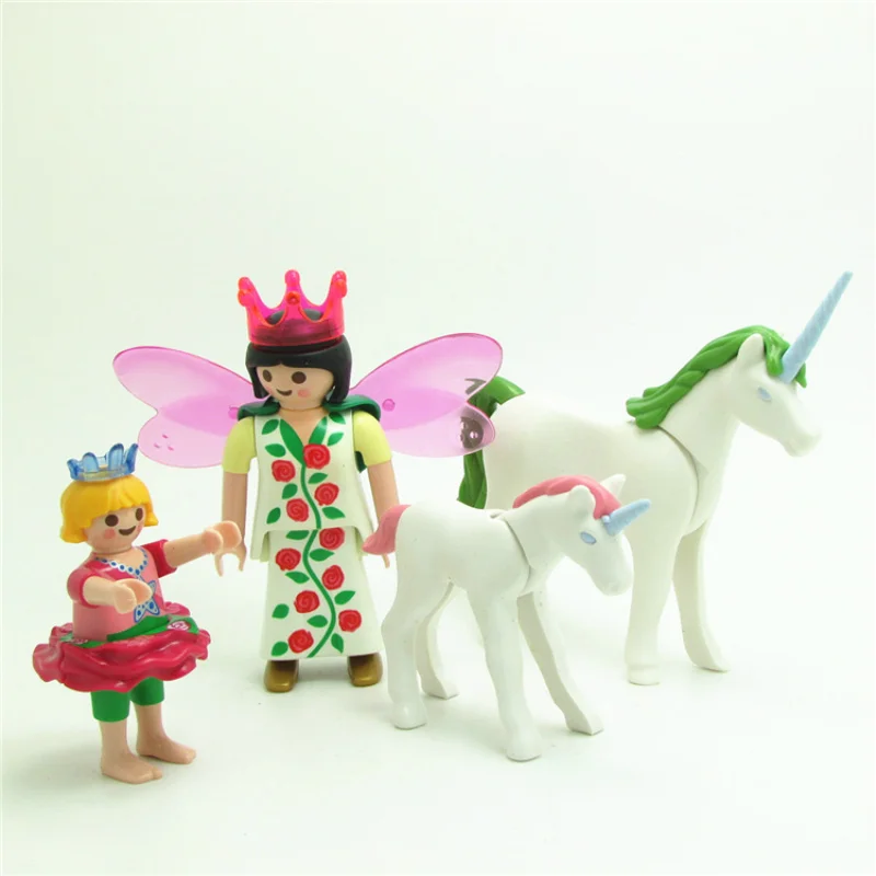 

Girls Playmobil lot Unicorn Princess Angel Horse Action Figures Building Blocks Vinyl Dolls Set Christmas Gift Toys for Children