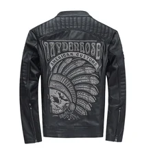 Брендовая одежда мужские черепа из натуральной кожи Куртки мужские края винтажные байкерские куртки плюс размер homme фитнес