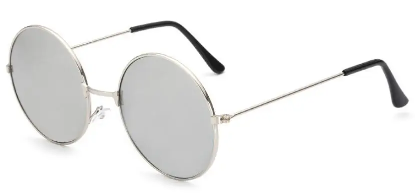 Женские и мужские солнцезащитные очки, круглая металлическая оправа, фирменный дизайн, зеркальные очки, Ретро стиль, женские и мужские солнцезащитные очки, UV400 - Цвет линз: Silver