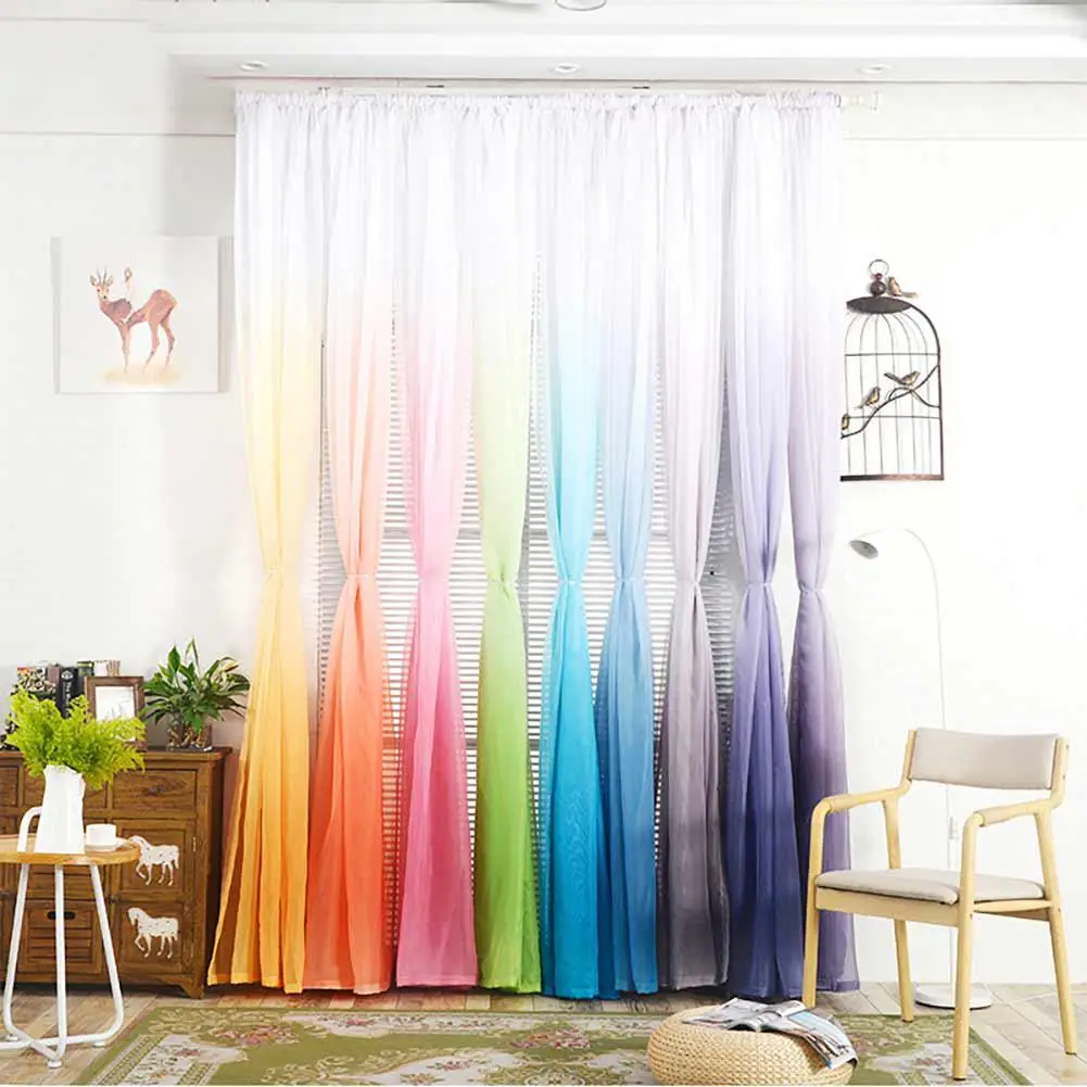 

Adeeing 1PCS Gradient Colour Window Gauze Curtain Drape for Home Hotel Decoration