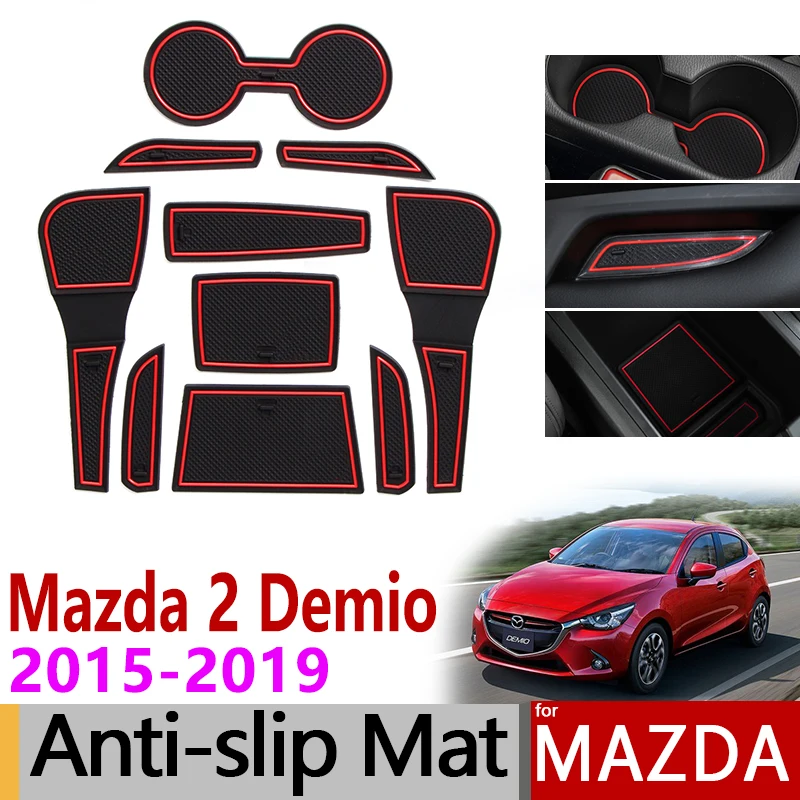 Анти скольжения затворный слот резиновый коврик подстаканники для Mazda 2 Demio 2015 2016