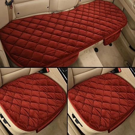 Универсальные качественные мягкие шелковые бархатные автомобильные чехлы для сидений, подушки для передних и задних сидений, черного и серого цвета, аксессуары для салона автомобиля - Название цвета: Wine Red Set