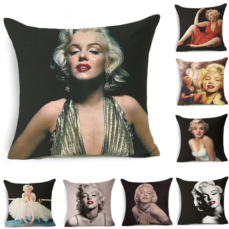 مارلين مونرو و أودري هيبورن الكتان القطن مزيج غطاء وسادة المنزل كنبة مكتب مربع كيس وسادة الزخرفية غطاء الوسادة s مارلين مونرو و أودري هيبورن الكتان القطن مزيج غطاء وسادة المنزل كنبة مكتب مربع كيس وسادة الزخرفية غطاء الوسادة s