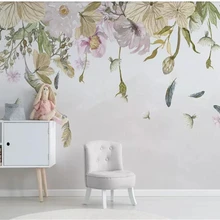 Beibehang современный минималистичный маленькие свежие листья Цветочные Перья акварель стиль задний план стены papel де parede hudas красота