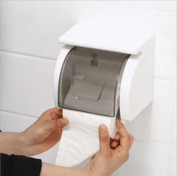 

Toilet Paper Holder Suction Cup Tissue Paper Holder with Storage Shelf Roll Holder with Paper Cover for Bathroom & Kitchen